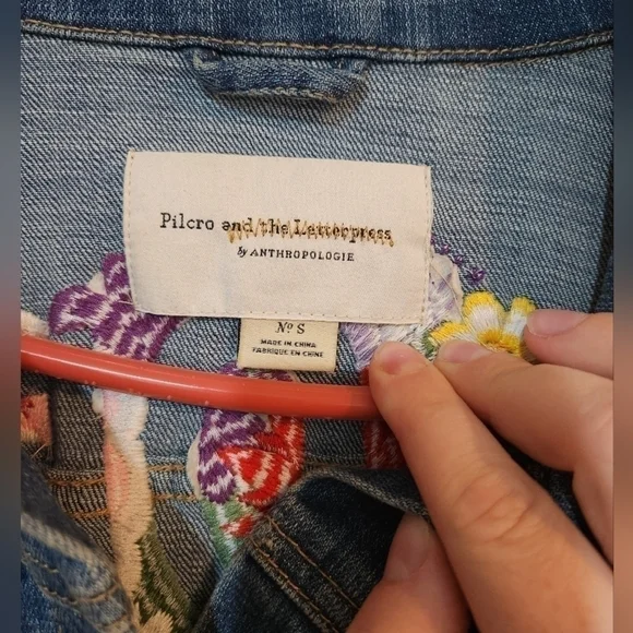 Upcycle Anthropologie Pilcro and the Letterpress Amore Jean Jacket size Small - Picture 5 of 9